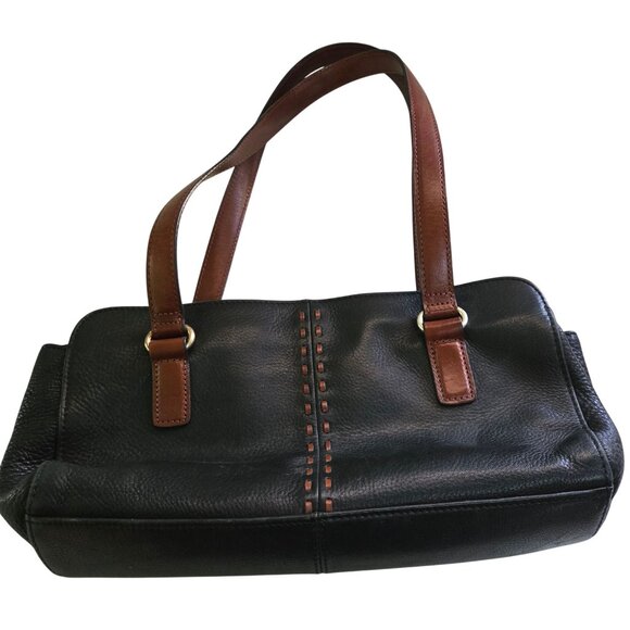 Fossil Vintage East West Double Handle Leather Shoulder Bag Trending Zip Closure - Picture 2 of 9